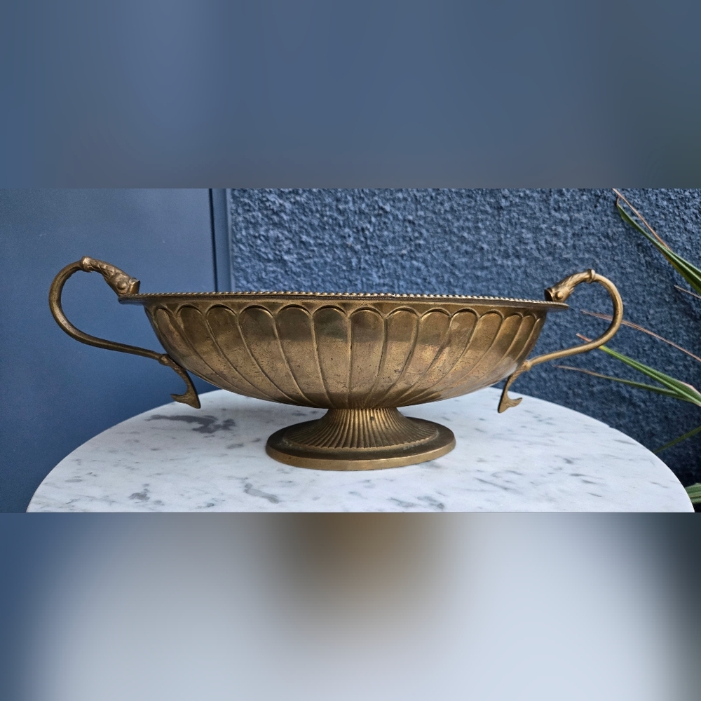 Vintage Brass Pedestal Bowl